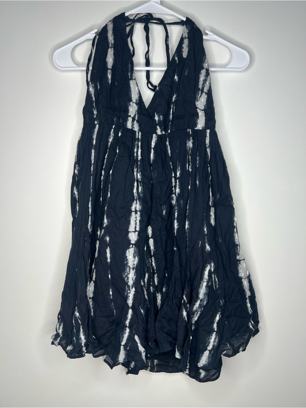 Zara Black and White Backless Tie-Dye Halter Dress